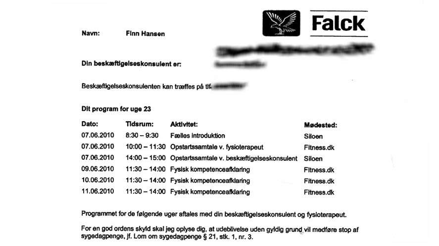 Falck Jobservice står sammen med Quick Care bag aktivering af borgere på sygedagpenge i Hjørring Kommune. 50-årige Finn Hansen kom til skade med sine knæ under firmaernes fitnesstræning.
