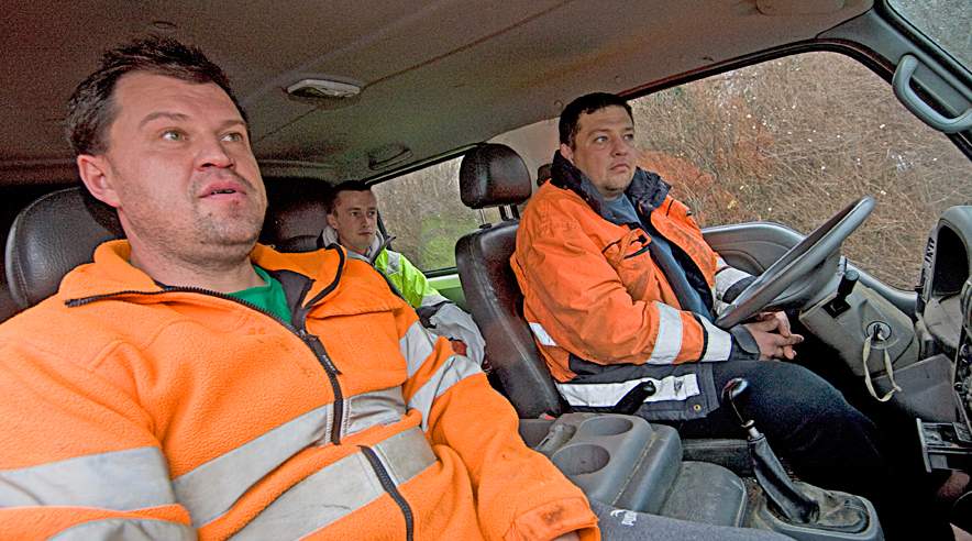 Jozef Malski (tv.), Przemyslaw Tomkiel (midten) og Andrzej Wazner er sammen med deres kollegaer snydt for en halv million, mener 3F.  (Foto: Harry Nielsen)