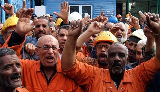 Strejker spillede en vigtig rolle i opgøret med diktaturet i Egypten. Her er det arbejdere fra Suez-Kanalen.