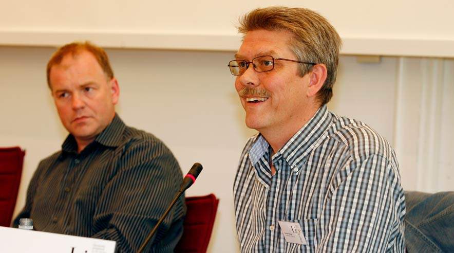 Karsten Hønge fra SF (th) og Thomas Adelskov (S) er enige om, at der er brug for en styrket myndighedsindsats mod ulovligheder i forbindelse med udenlandsk arbejdskraft.  (Foto: Harry Nielsen)
