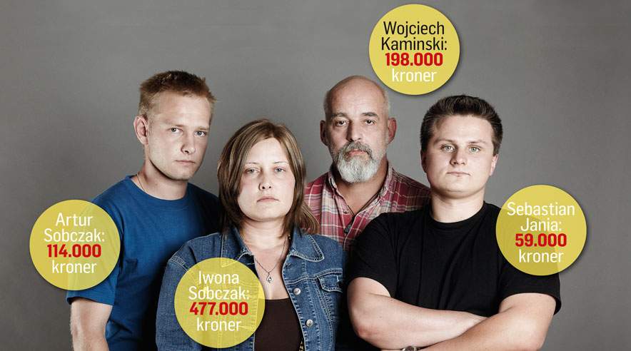 Sidste år blev Arthur, Wojciech, Sebastian og Iwona snydt for løn, da de gjorde rent i Føtex. Deres arbejdsgiver gik konkurs, og de fire polakker måtte i Lønmodtagerens Garantifond for at få løn. (Foto: Kåre Viemose.)