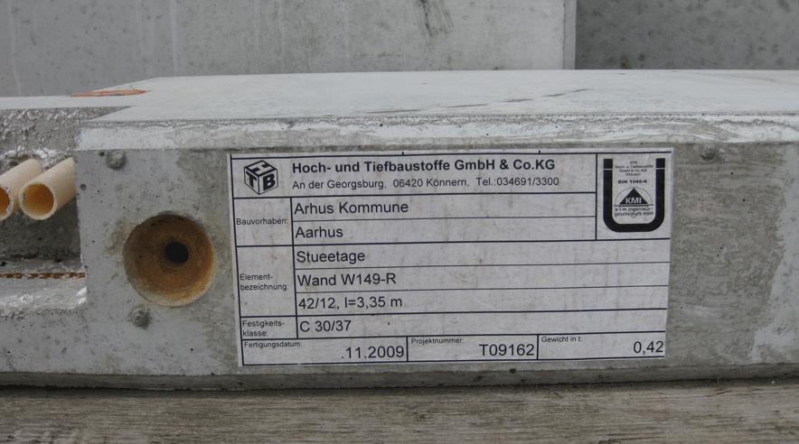 Et af de tyske elementer fotograferet på byggepladsen på Torsvej i Åbyhøj. 3F Århus Rymarken mener, at de tyske elementer er ulovlige og har politianmeldt Århus Kommune.