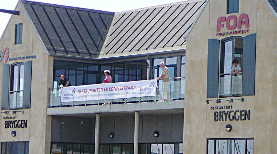 3F har siden 15. juni været i konflikt med restaurant Bryggen i Thisted. I morgen optrappes konflikten med sympatikonflikter hos bandt.andet bryggerierne. (Foto: Bo Christensen)