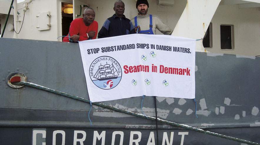 Det er besætninger som disse, ITF har hjulpet til 90.000 dollar i efterbetaling. Billedet er fra en indsats i Frederikssund forrige år. (Arkivfoto)