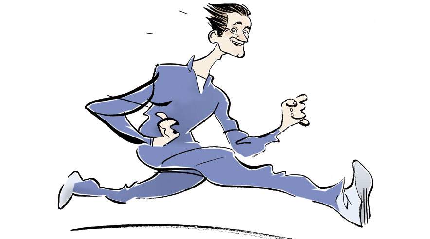 Medlemmerne strømmer til gratis efteruddannelse hos 3F Næstved. (Tegning: Bob Katzenelson.)