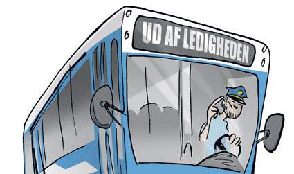 Bod som straf for strejker plejer at blive betalt af de strejkende uden videre. Men i sagen fra Fyn har 3F og chaufførerne i stedet stillet modkrav om løn i perioden og krav om frifindelse. (Tegning: Bob Katzenelson.)