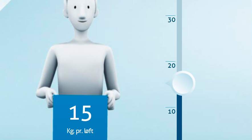 Test dig selv og se, om du løfter for meget i løbet af arbejdsdagen.  (Foto: Arbejdstilsynet.dk)