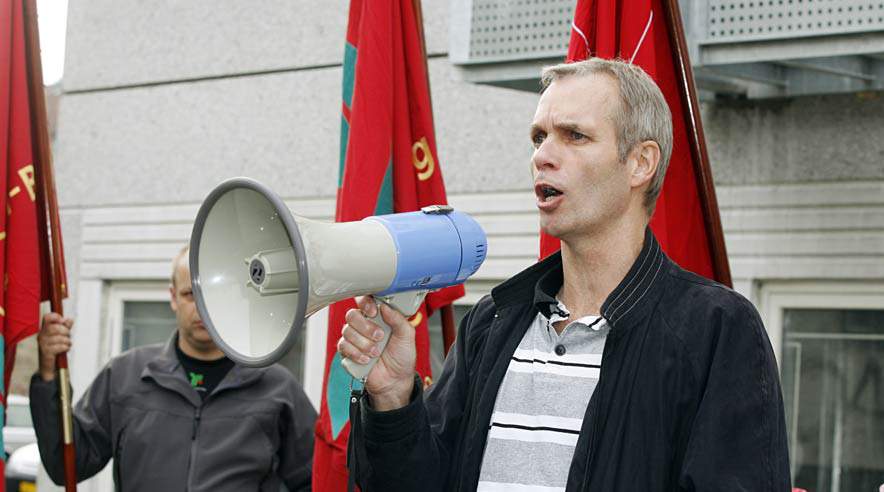 Bygningsgruppeformand Palle Bisgaard: - Retssikkerheden er fuldstændig væk i de her sager, hvor der er tale om polske firmaer, som i dette tilfælde. Det er endnu ikke lykkes at inddrive erkendte krav i Polen. (Foto: Harry Nielsen.)