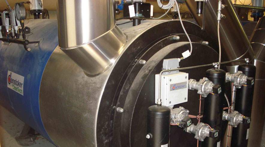 En af de maskiner, der bruges til at udnytte overskudsvarmen fra krematorierne. At lede krematorievarme ud i radiatorerne er den billigste og mest miljørigtige måde at komme af med varmen på.