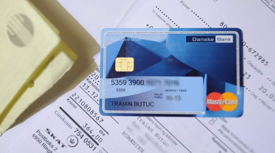 Her er det MasterCard fra Danske Bank, som rumænske Traian Butuc modtog i sit eget navn, selvom han aldrig selv har oprettet en konto i banken.