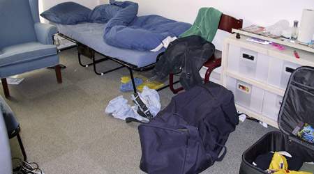 Det er Rør- og Blikkenslagernes Fagforening i København, der har fået indleveret dokumentation for, at de polske bygningsarbejdere bor ulovligt. De er indkvarteret i en af Anders Moesgaards ejendomme, der imidlertid har status som kontorbygning (Privatfoto)