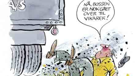 Flere virksomheder erstatter fastansatte med vikarer. (illustration. Bent Eskestad)