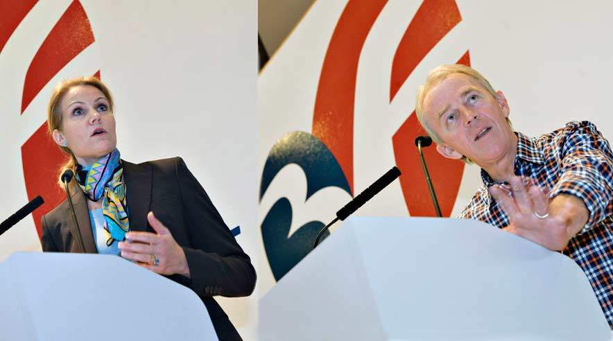 Krisen bliver værre, før det går godt igen. Det vurderede både Helle Thorning-Schmidt og Villy Søvndal på fredagens landsmøde for industrifolk i 3F.   (Foto: Hanne Loop)