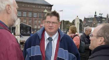 3F'er og pølsemand Preben Mikkelsen er blevet frifundet for tiltalen om, at han skulle have støttet terrorisme, da han solgte t-shirts for tøjfirmaet Fighters+Lovers.  (Foto: Per Daugaard)