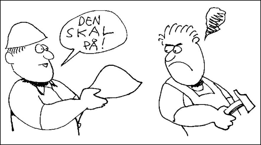 En rå og ubehagelig omgangstone på byggepladsen kan give et dårligt arbejdsmiljø.  (Illustration fra BAR's nye materiale om psykisk ar)