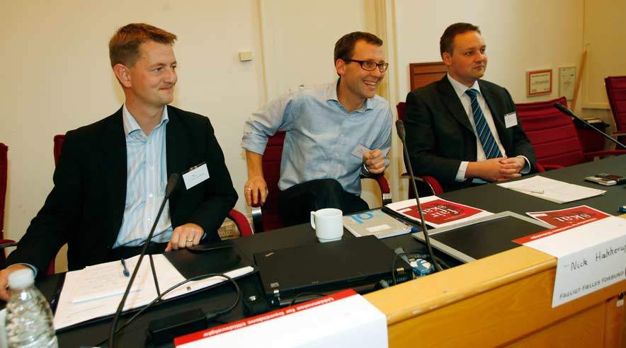 Under den afsluttende paneldebat kom det frem, at skatteordførerne for Socialdemokraterne og Dansk Folkeparti er enige med 3F i, 
at en sænkning af skatten på arbejde skal være fuldt finansieret.
 (Foto: Harry Nielsen.)