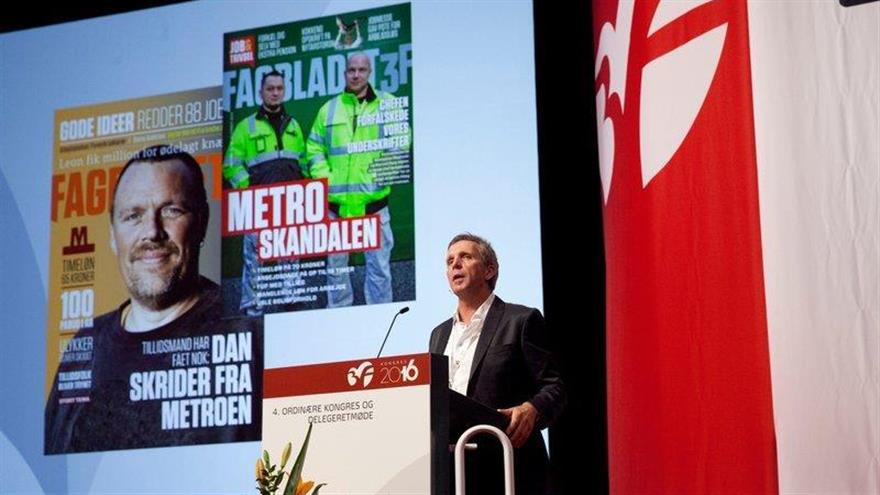 Per Christensen, der her ses på talerstolen på 3F's kongres i 2016, genopstiller som forbundsformand for 3F. (
Arkiv / Billedbureauet Colourbox)