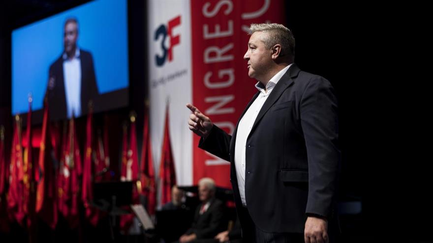 
- Påtag jer ansvaret og forsvar de overenskomster, som I frivilligt har indgået med danske fagforeninger, lød det fra 3F's formand. (
	Foto: Joachim Rode)