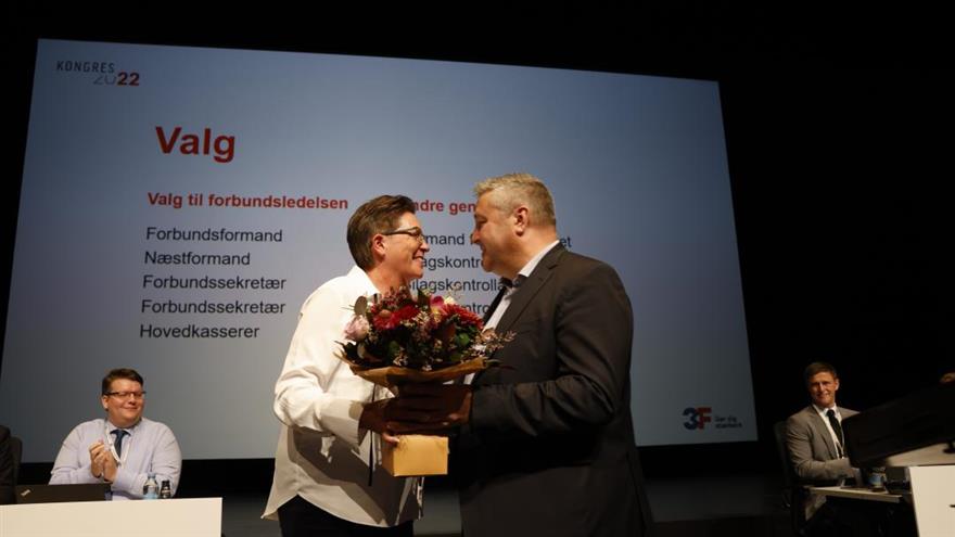 3F's genvalgte formandsskab: Tina Christensen og Henning Overgaard (
Joachim Rode)